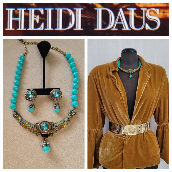 Heidi Daus Turquoise and Gold Necklace Set - Picture 7 of 11